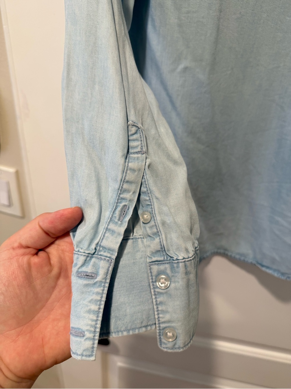 a new day Light Wash Chambray Button-Up Shirt - Picture 7 of 9